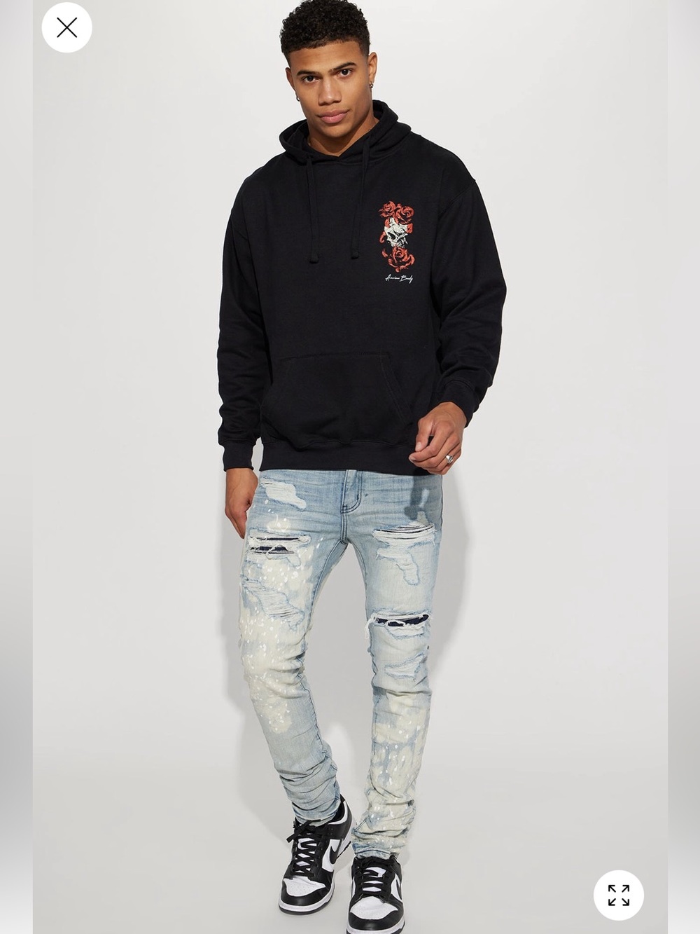 Fashion Nova For It Paint Splattered Stacked Skinny Jean - Light Wash